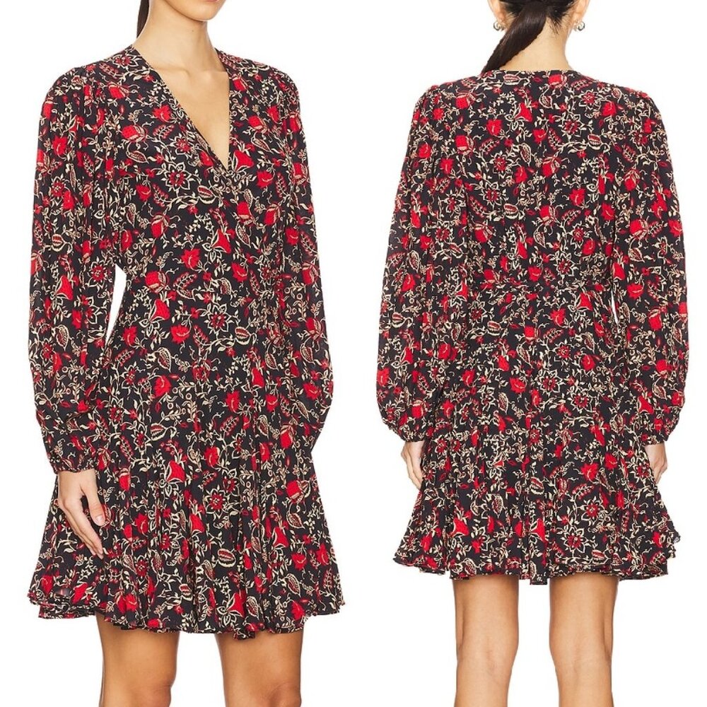 NWT RHODE CARO WRAP-AROUND FLORAL PRINT MINI DRESS IN LA TOILE XS